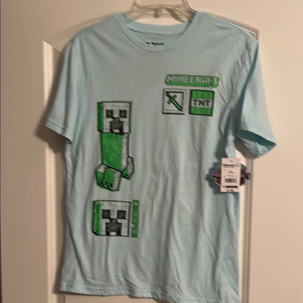 Boys XL Minecraft Graphic T-Shirt in Light Blue